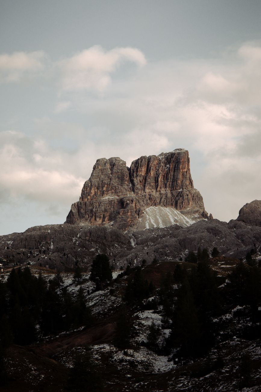 Dolomites peak at sunset